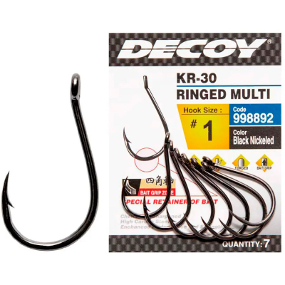Крючок одинарный Decoy KR-30 Ringed Multi #1
