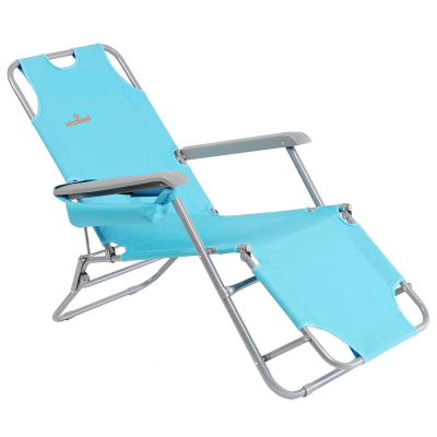 Кресло Woodland Lounger Oxford, складное, кемпинговое,  153x60x79см (сталь, цвет синий)