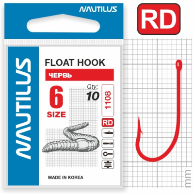 Крючок Nautilus Float Червь 1108R № 6