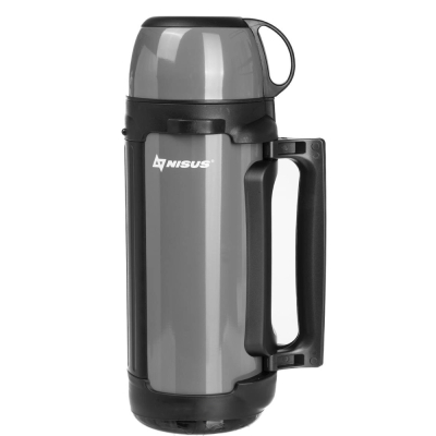 Термос Nisus (N-TM-042-G) 1700ML (крышка-кружка с ручк, доп.пл.чашка, скл.ручки, ремень)