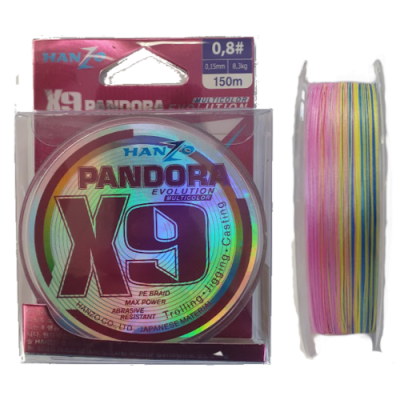 Плетеный шнур Hanzo Pandora Evolution x9 200м Multicolor 2.0 - 0,24мм 15,9кг