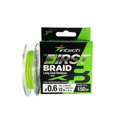 Шнур плетеный Intech First Braid X8 Green 100m #2.0 / 0.235mm (27lb / 12.3kg)