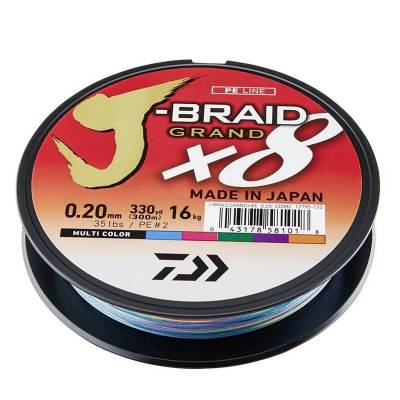 Леска плетеная Daiwa J-Braid Grand X8 150m Multicolor 0.20mm