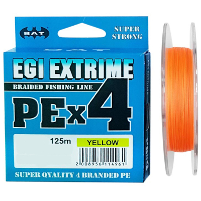 Леска плетеная BAT PE Egi Extrime NEW Yellow 125 м. 0,22 мм.