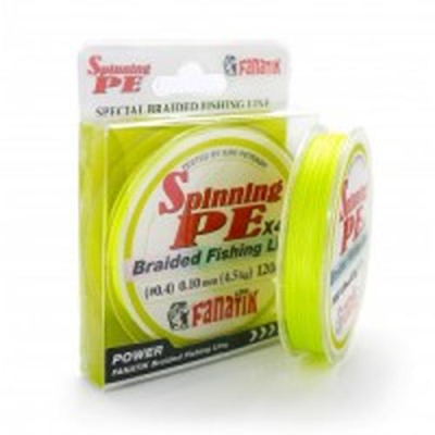 Шнур Fanatik Spinning PE X4 120m Yellow (#0,8) 0.14mm