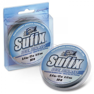 Шнур Sufix Ice Braid Steel Gray 50м 0.20мм 25lb