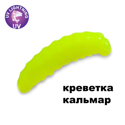 Силиконовая приманка Crazy Fish MF H-Worm Inline 0.7" 60 шт (6*10) 62-17-6-7-EF креветка+кальмар цв. chartreuse (шартрез)