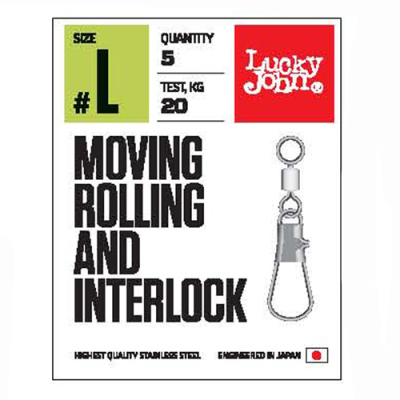 Вертлюги c застежкой LH скольз. Lucky John Pro Series Moving Rolling And Interlock 03L 7шт.