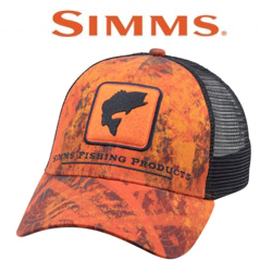 Simms Bass Icon Trucker Velocity Print Orange