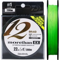 Леска плетеная Daiwa UVF Morethan Sensor 12Braid EX +Si [Lime Green] 200m #0.8 (16lb)