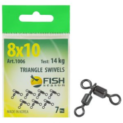 Вертлюжок Fish Season цилиндрический на два направления, № 8x10 (14 кг), (упак. 7 шт)