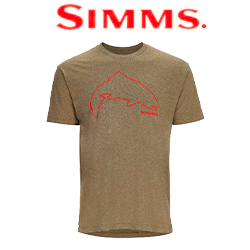 Simms Trout Outline T-Shirt, Military Heather