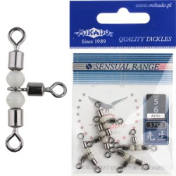 Тройной роликовый вертлюг Mikado № 7*8 BN с бусинами (р.н. до 19кг./упак.=5шт.) (AMA-A3701-7-8)