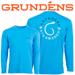 Grundens Tech Tee LS Shirt, G Hook Print Coastal Blue