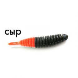 Мягкая приманка Trout Zone Ribber Pupa 1,8" Сыр черный/оранж