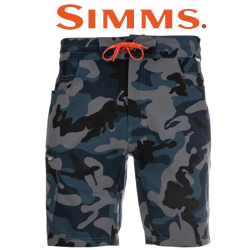 Simms Seamount Board Shorts, Woodland Camo Storm