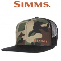 Simms CX Flat Brim Cap, Woodland Camo