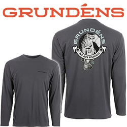 Grundens Tech Tee LS Shirt, Bass Print Anchor