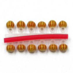 Микробисер "Яман" Шар, d-3,1 мм, цв. желто-красный арбуз, подвеска короткая (уп. 12 шт.)