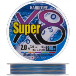 Плетеный шнур Duel PE Hardcore Super X8 200м 5Color # 0.8 (0.15мм) 7.0kg