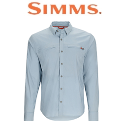 Simms BugStopper LS Shirt, Steel Blue Plaid