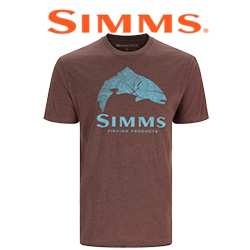 Simms Wood Trout Fill T-Shirt, Brown Heather