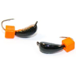 Мормышка Уралка рифлёная №2 (чм)+ куб лат оранжевый(0,7)