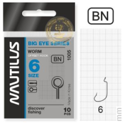 Крючок офсетный Nautilus Offset Big Eye Series Worm 1005 № 6