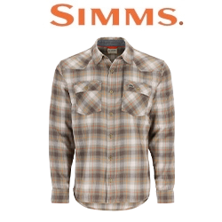 Simms Santee Flannel LS Shirt, Black/Br.Blue Pane Ombre