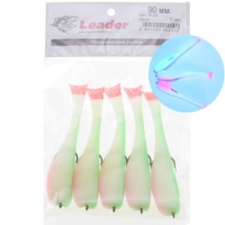 Рыбка поролоновая Leader оснащенная на офсетном крючке 90 мм. Цвет №19 UV
