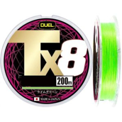 Плетеный шнур Duel PE Tx8 200м Lime Green #1,2 (0,19мм) 12,2kg