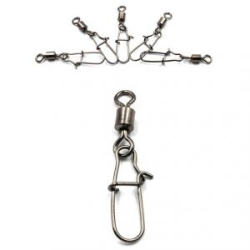 Вертлюг с застежкой Namazu Rolling Swivel With Nice Snap, цв. BN, р. 5, test-35 кг (уп.10 шт)