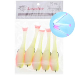 Рыбка поролоновая Leader оснащенная на офсетном крючке 90 мм. Цвет №18 UV
