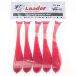 Рыбка поролоновая Leader оснащенная на офсетном крючке 135 мм. Красная