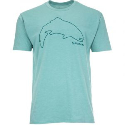 Футболка Simms Trout Outline T-Shirt, Oil Blue Heather, XL
