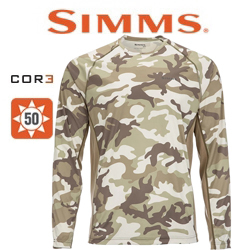 Simms SolarFlex LS Crewneck - Print, Woodland Camo Sandbar