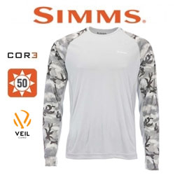 Simms SolarFlex LS Crewneck - Print, Hex Flo Camo Steel