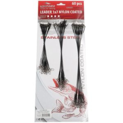 Набор поводков стальных NAMAZU Leader 1х7 Nylon Coated Black, L-15/20/25 см, test- 11 кг (по 20 шт.)