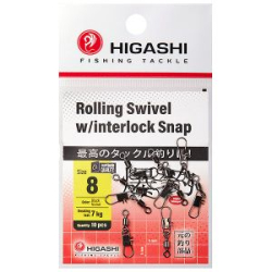 Карабин с вертлюгом HIGASHI Rolling Swivel w/Interlock Snap (#8)