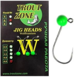 Вольфрамовая джиг-головка Trout Zone цвет гриншартрез крючок №6 пр. 0,58 диаметр 3,5