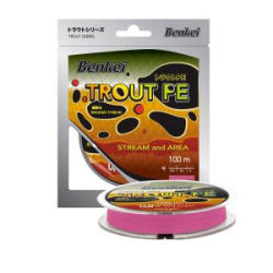 Шнур Benkei Trout PE розовый fluo 100m #0,4 (0,104mm), 3,1kg