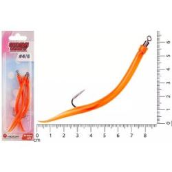 Крючок оснащенный кембриком HIGASHI Gummi Makk #4/0 (set-3pcs) (#05 Orange)