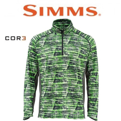 Simms Solarflex 1/2 Zip LS Shirt, Water Print Lawn