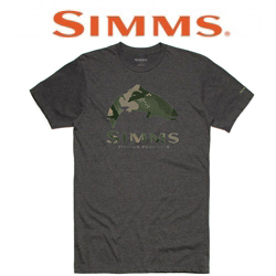 Simms Trout Hex Flo Camo T-Shirt Charcoal Heather