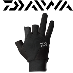 Daiwa DG-7824W All Round Cold Protection Gloves 3 Pieces Cut (Black)