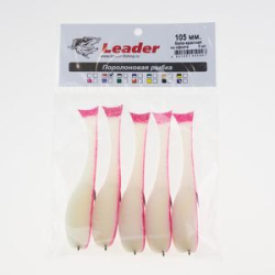 Рыбка поролоновая Leader оснащенная на офсетном крючке 105 мм. Красно/белая