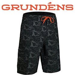 Grundens Fish Head Board Short, Black Fish Camo