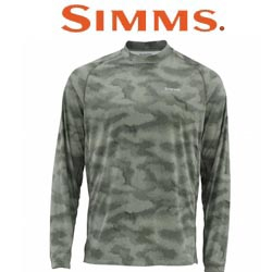 Simms Solarflex LS Crewneck Print Hex Camo Loden