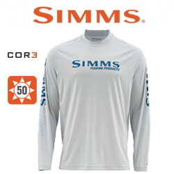 Simms SolarFlex LS Crew Graphic Print Fast Bass Sterling