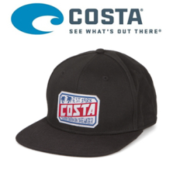 Costa Coastal Flat Brim Hat Black